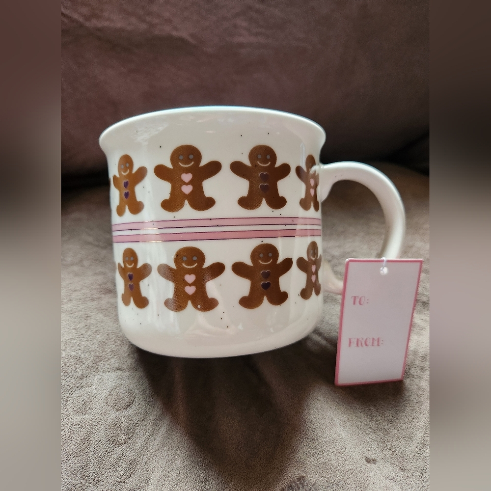 Christmas Gingerbread Man Mug Peppermint NWT Defect Crazing